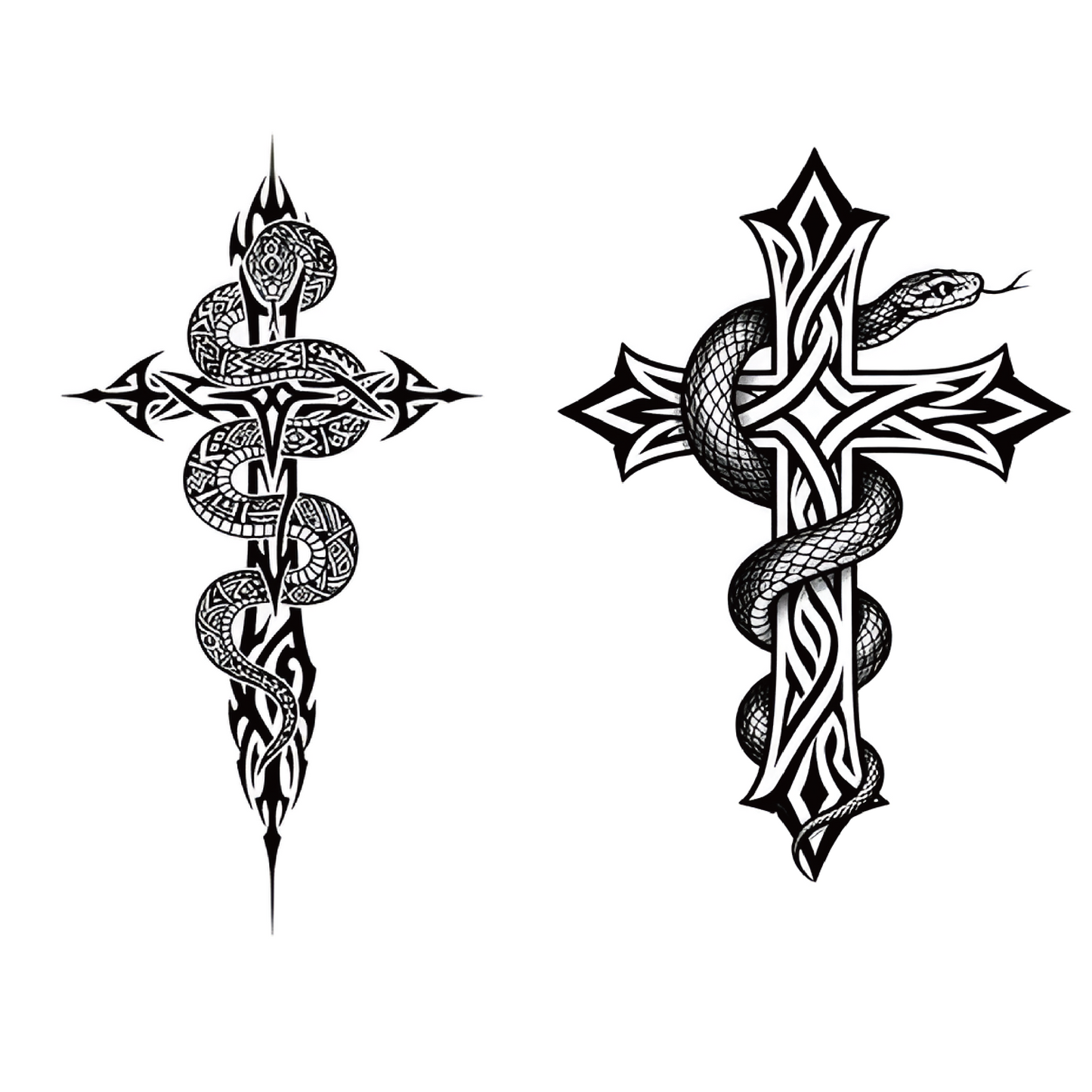 Snake Cross Tattoo Sticker | Herbal