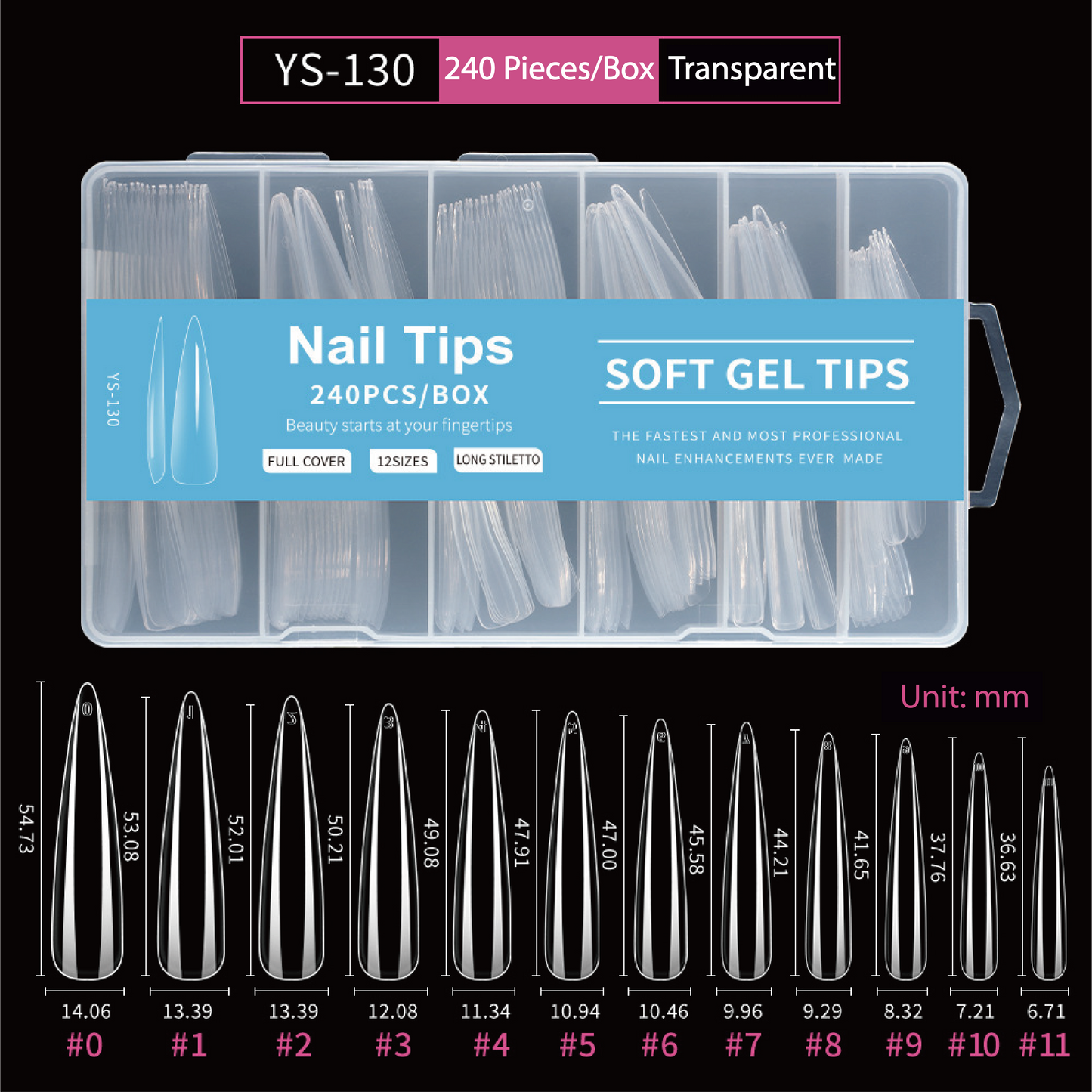 Soft Gel Nail Tips - Long Size