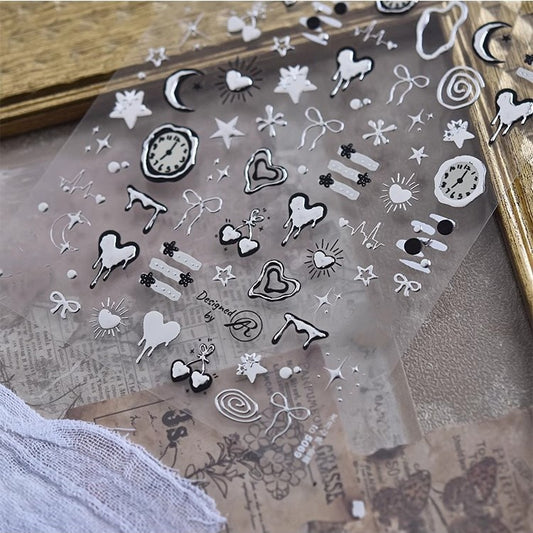 Silver Clock Nail Stickers