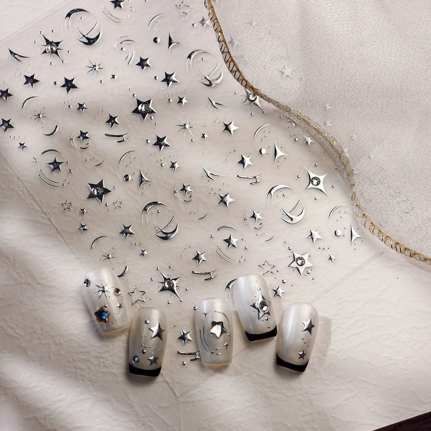 Silver Starry Sky Nail Stickers