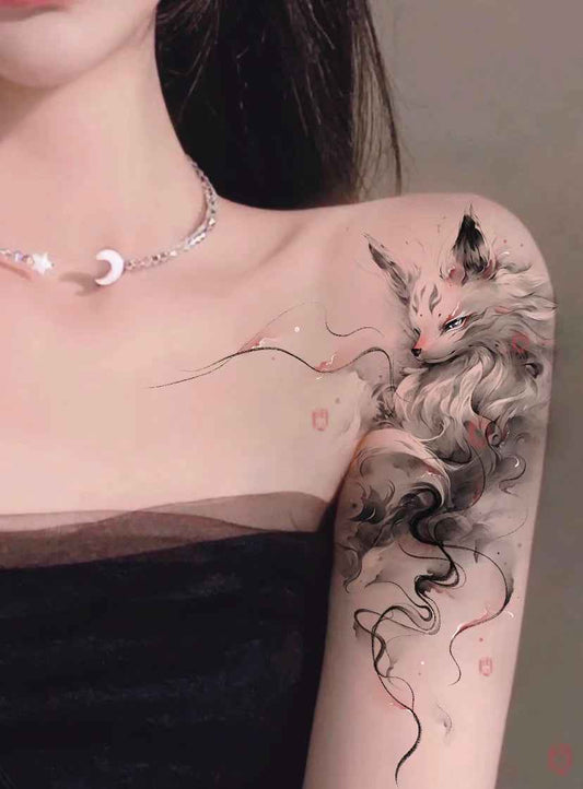 Moonveil Gaze | Fox Temporary Tattoo Sticker