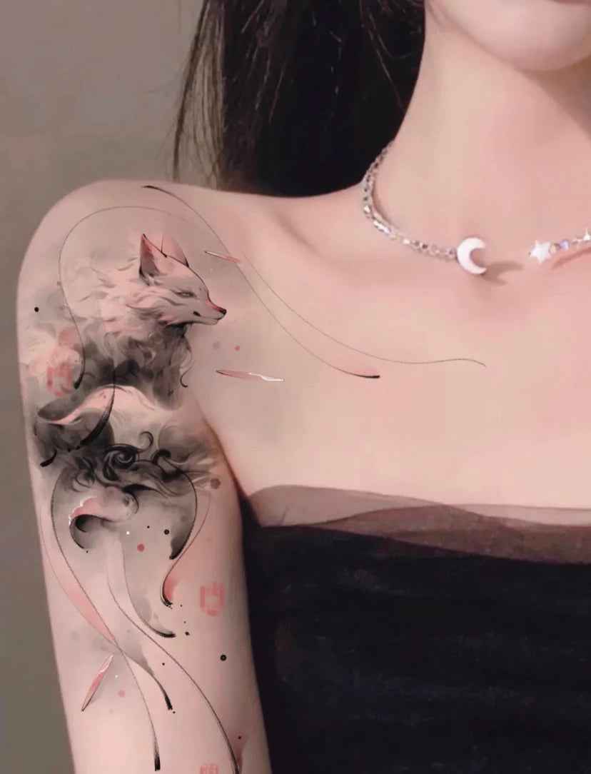 Whispering Mist | Fox Temporary Tattoo Sticker