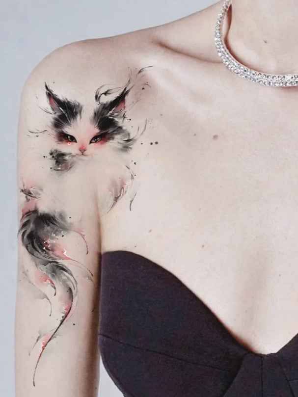 Softfang Cloud | Cat Shoulder Tattoo Sticker