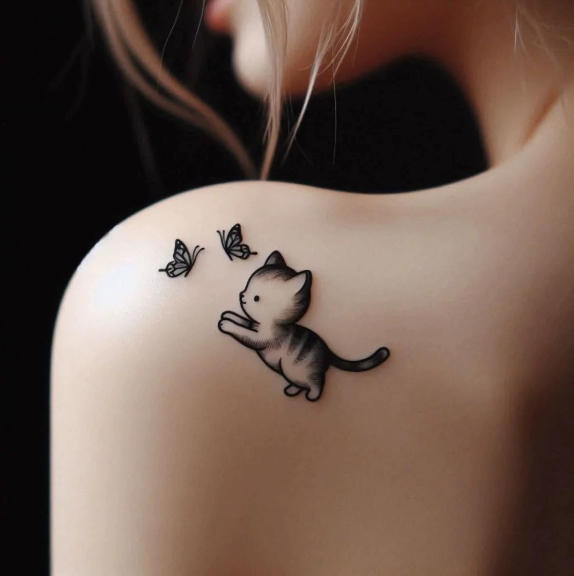 Butterfly Cat Tattoo Sticker Set | Herbal