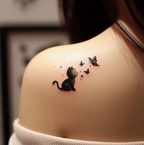 Butterfly Cat Tattoo Sticker Set | Herbal