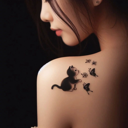Butterfly Cat Tattoo Sticker Set | Herbal