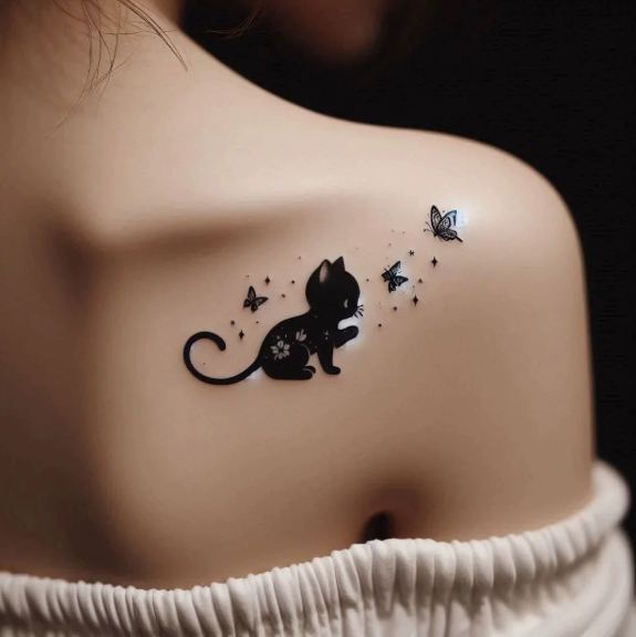 Butterfly Cat Tattoo Sticker Set | Herbal