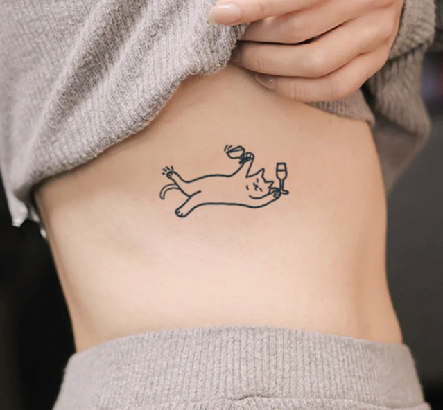 Drunk Cat Tattoo Sticker | Herbal