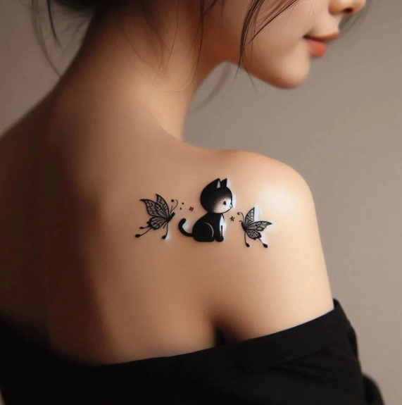 Butterfly Cat Tattoo Sticker Set | Herbal