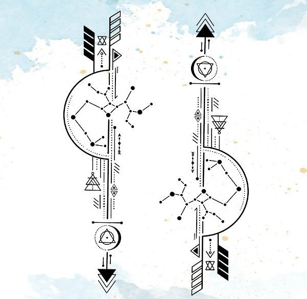 Constellation Arrow Pair Tattoo Sticker | Herbal