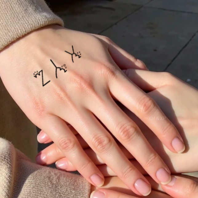 Cat Letters | Temporary Tattoo | 3pcs