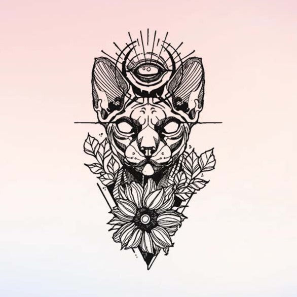 Sphynx Cat Tattoo Sticker | Herbal