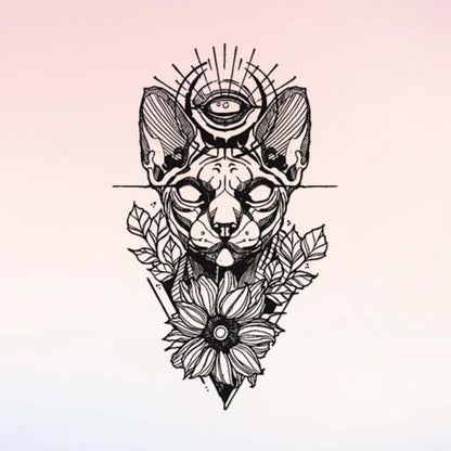 Sphynx Cat Tattoo Sticker | Herbal
