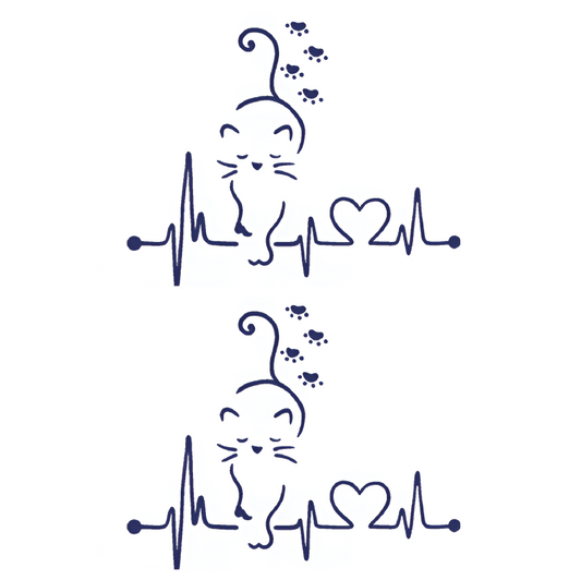 Heartbeat Cat Tattoo Sticker | Herbal