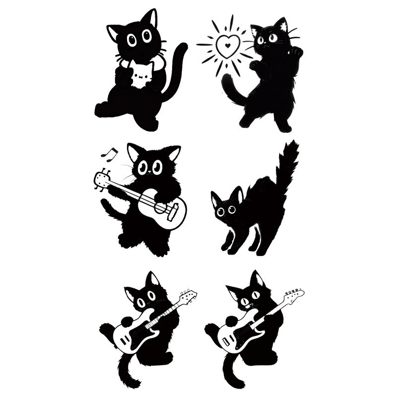 Guitar Cat Tattoo Sticker | Herbal