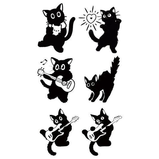 Guitar Cat Tattoo Sticker | Herbal