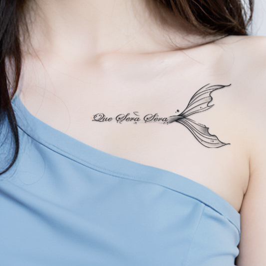 Mermaid Tail Script Tattoo Sticker | Herbal