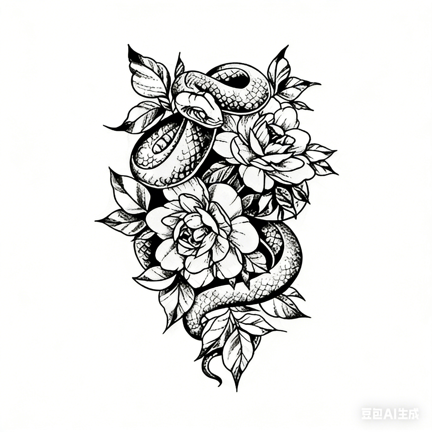 Snake & Flower Tattoo Sticker | Herbal