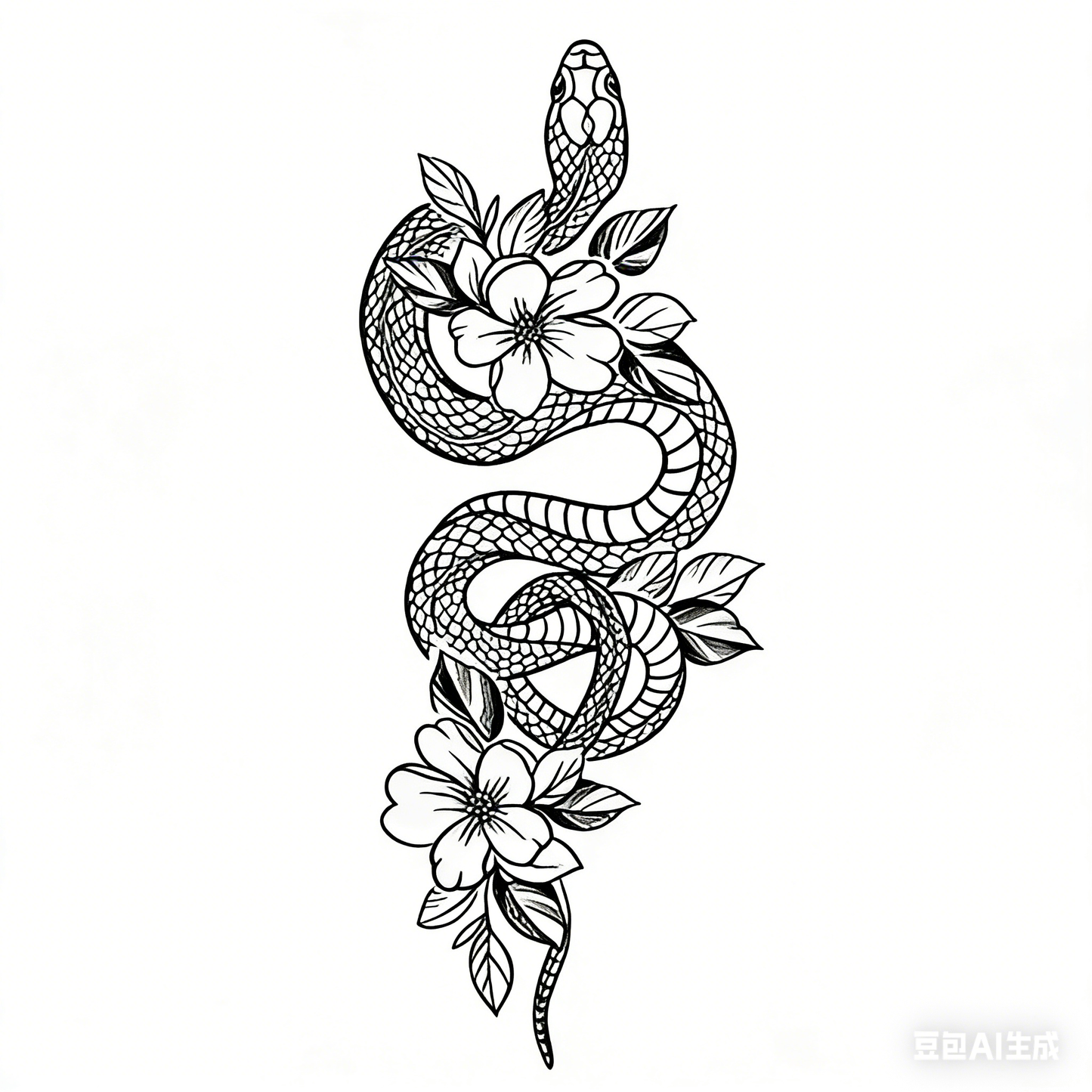 Snake & Flower Tattoo Sticker | Herbal