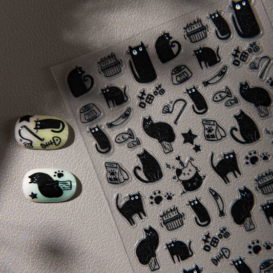 Black Cat Nail Stickers