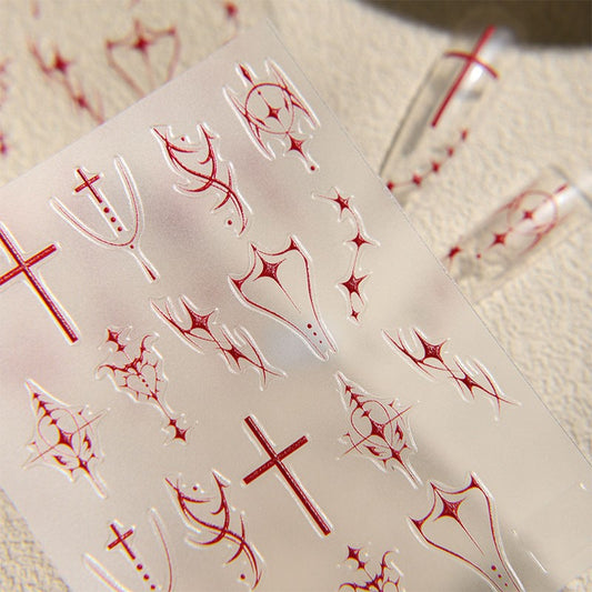 Blood Cross Nail Stickers