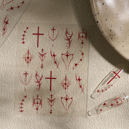 Blood Cross Nail Stickers
