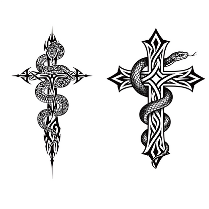 Snake Cross Tattoo Sticker | Herbal