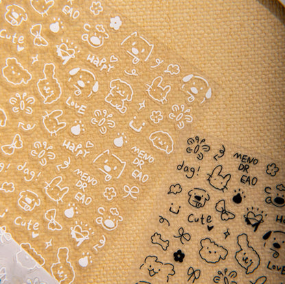 Cute Cat Dog Nail Stickers