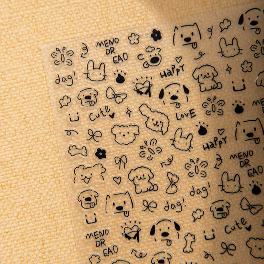Cute Cat Dog Nail Stickers