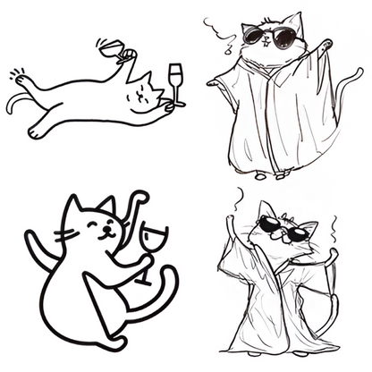 Drunk Cat Tattoo Sticker | Herbal