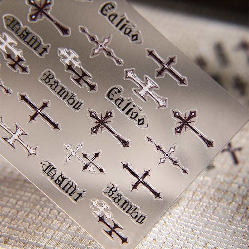 Gothic Cross Word Nail Stickers