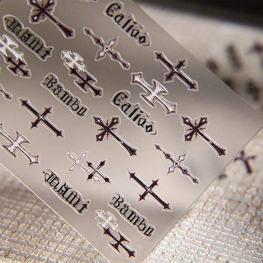 Gothic Cross Word Nail Stickers