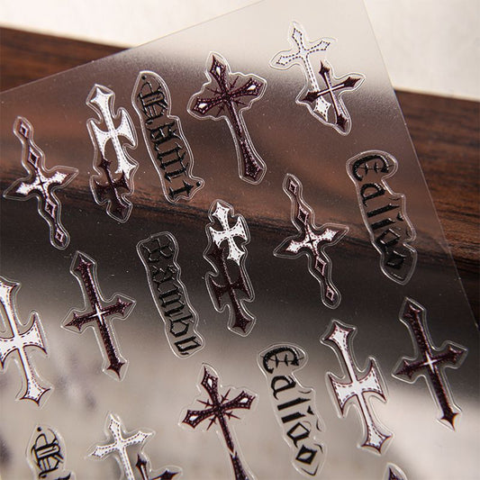 Gothic Cross Word Nail Stickers