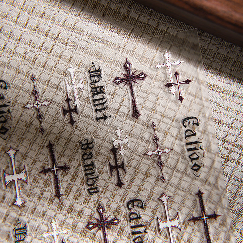 Gothic Cross Word Nail Stickers