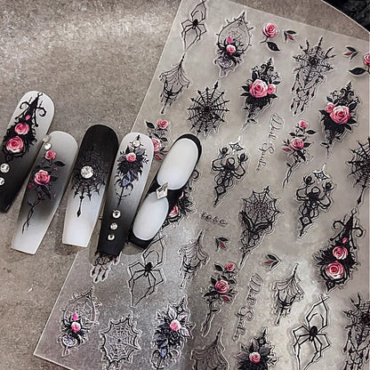 Gothic Rose Web Nail Stickers