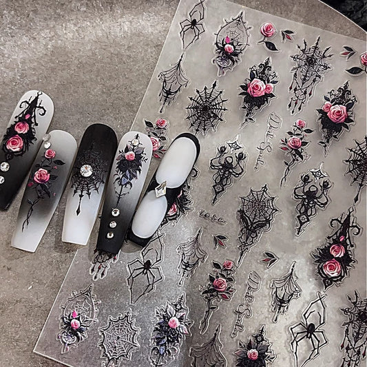 Gothic Rose Web Nail Stickers
