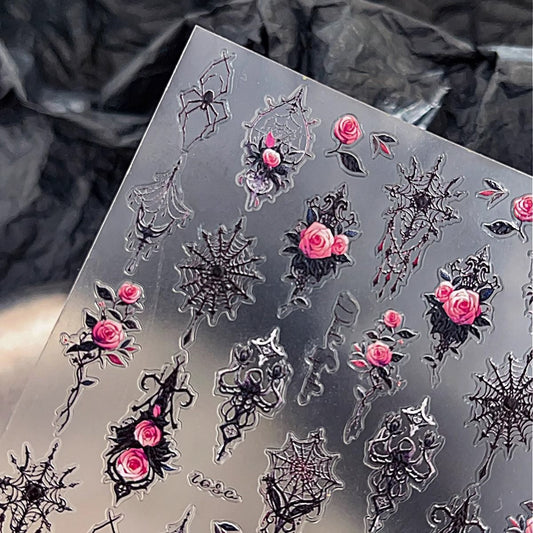 Gothic Rose Web Nail Stickers