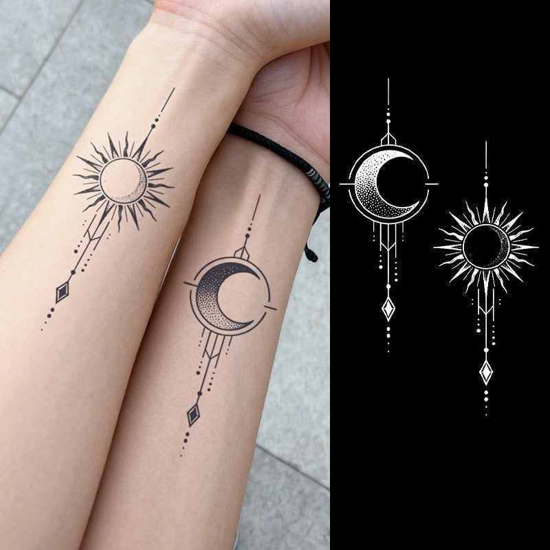 Sun & Moon Pair Tattoo Sticker | Herbal