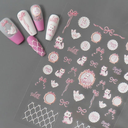 Lace Frame Cat Nail Stickers