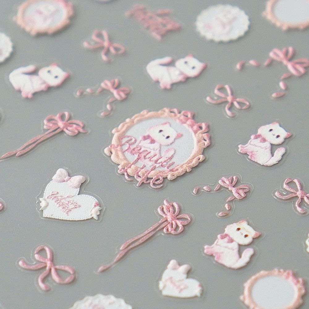 Lace Frame Cat Nail Stickers