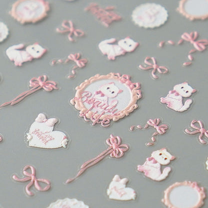Lace Frame Cat Nail Stickers
