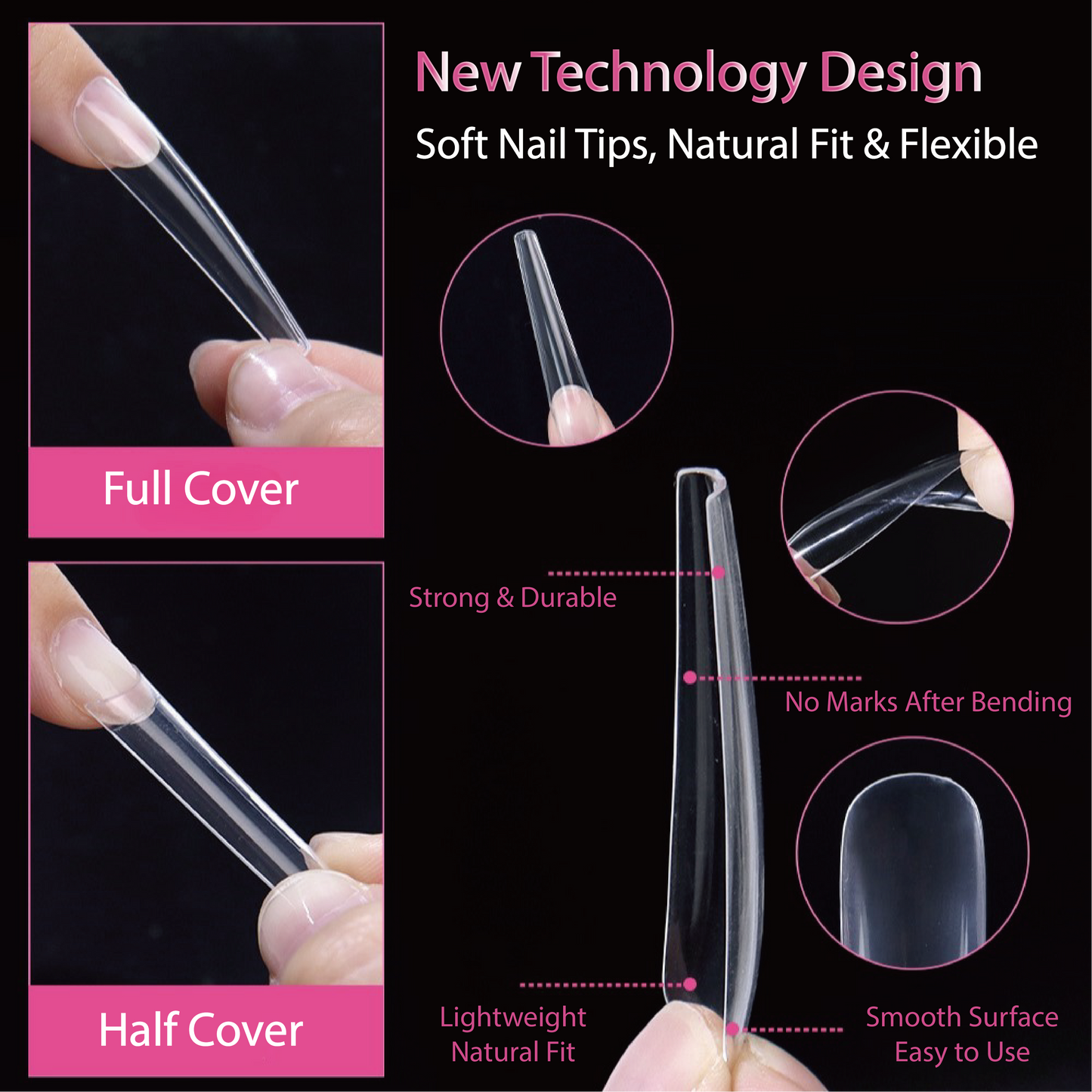 Soft Gel Nail Tips - Long Size