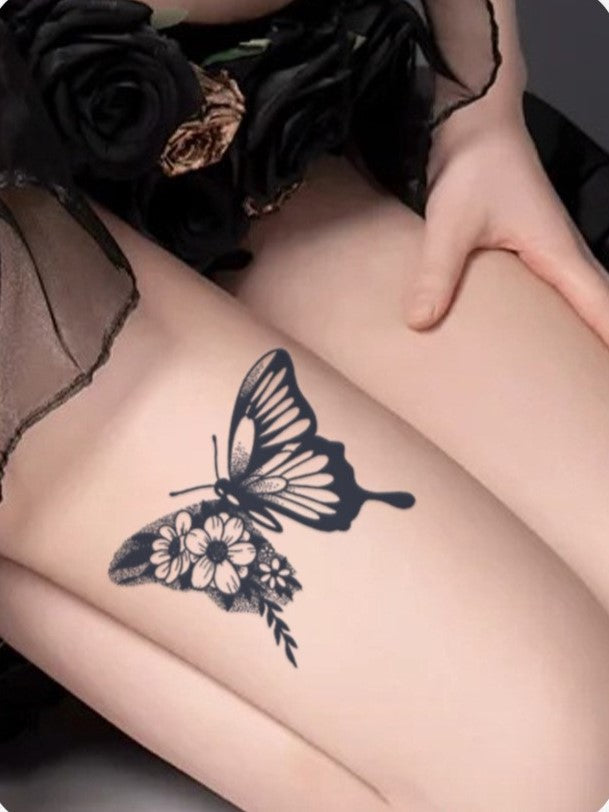 Lace & Butterfly Tattoo Sticker | Herbal