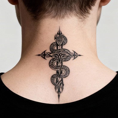 Snake Cross Tattoo Sticker | Herbal
