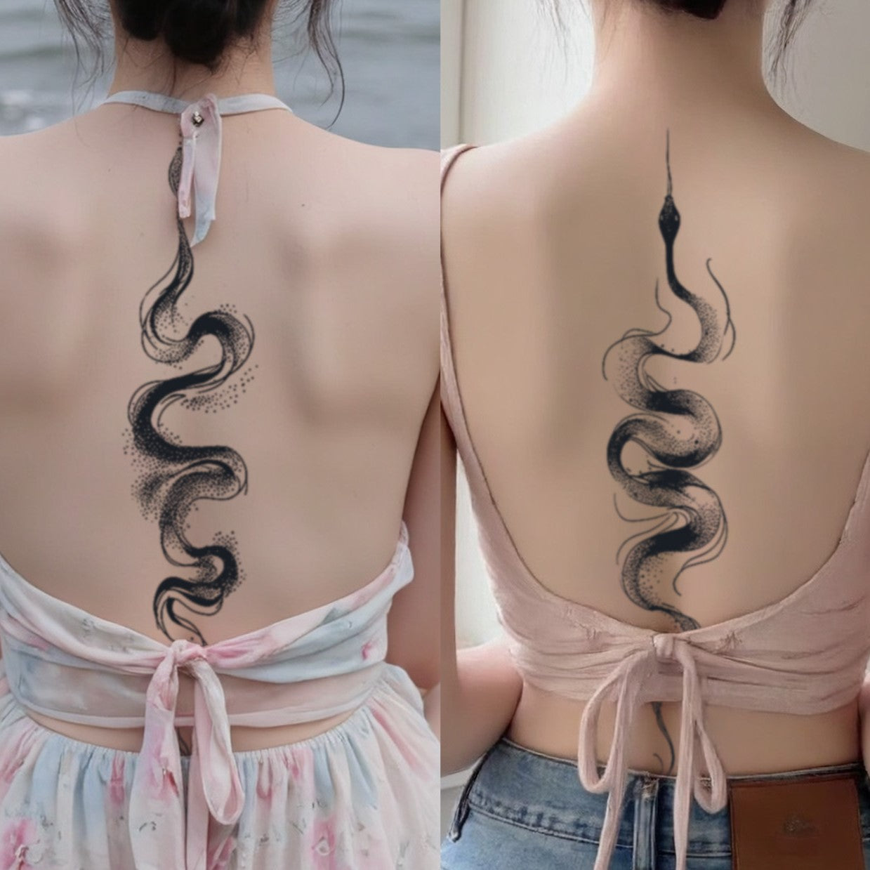 Spine Snake Tattoo Sticker | Herbal
