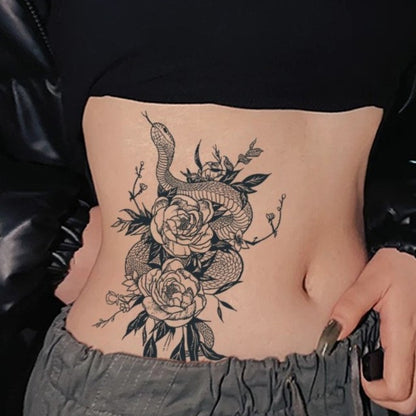 Snake & Flower Tattoo Sticker | Herbal