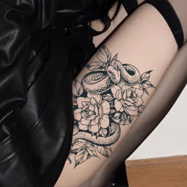 Snake & Flower Tattoo Sticker | Herbal