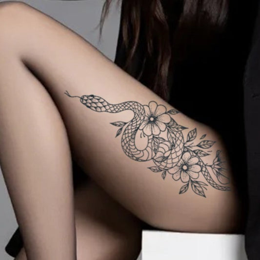 Snake & Flower Tattoo Sticker | Herbal