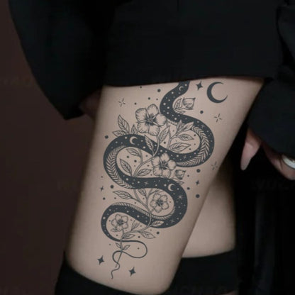 Snake & Flower Tattoo Sticker | Herbal