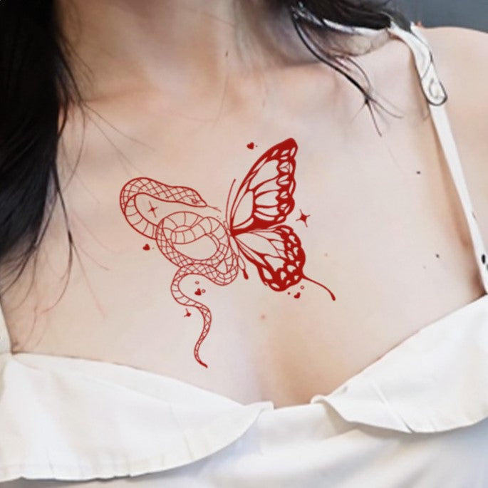 Snake & Butterfly Tattoo Sticker | Herbal